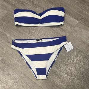 Striped Blue and White Bikini Set